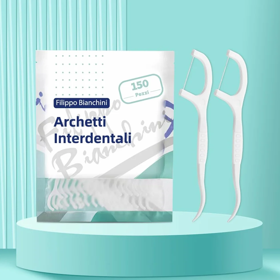 Filippo Bianchini 150 Pezzi Filo Interdentale Forcella Interdentale Bastoncini Portatili Cura Dentistica