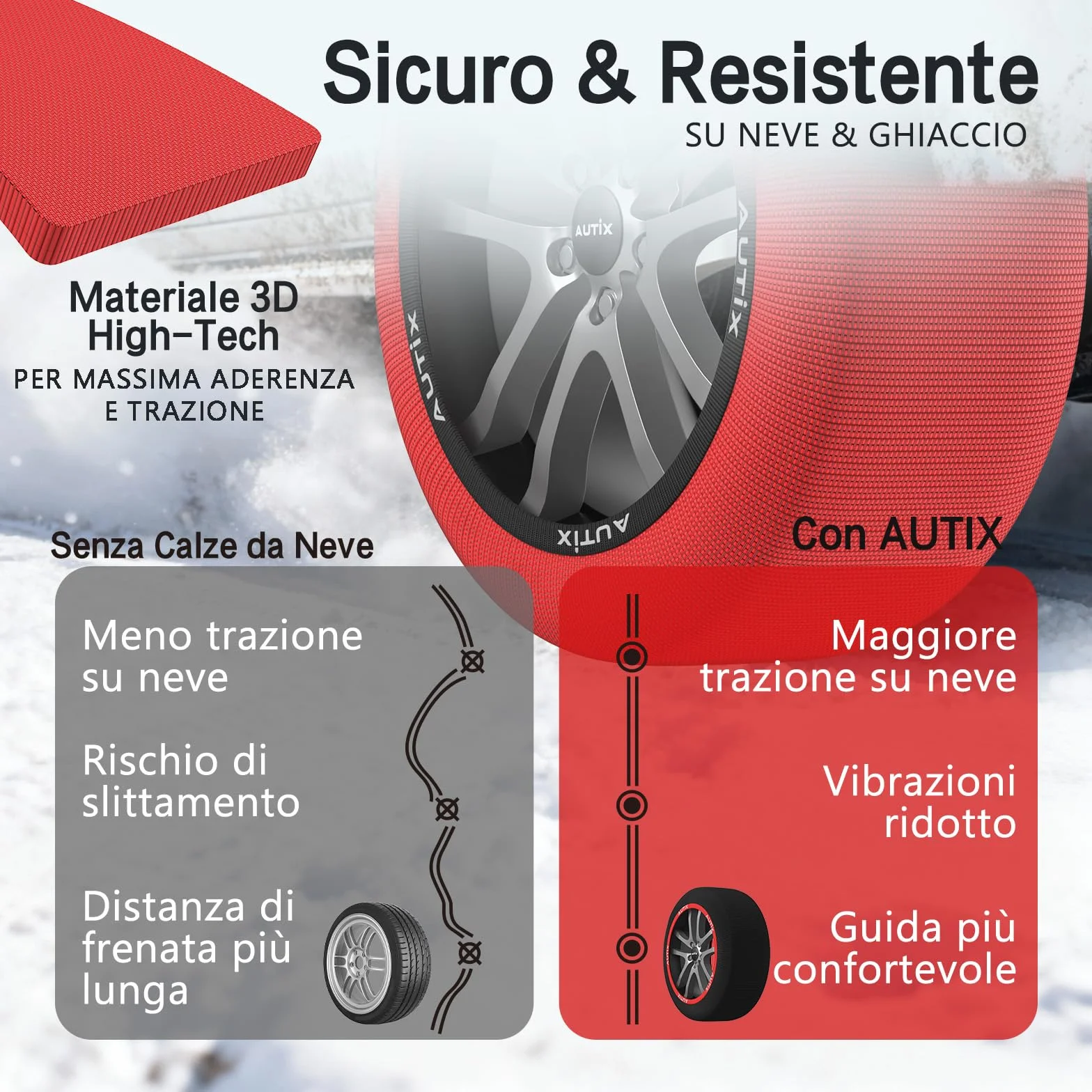 AUTIX Calze da Neve Omologate EN 16662-1 2020 2 Catene da Neve in Tessuto per Auto (L)
