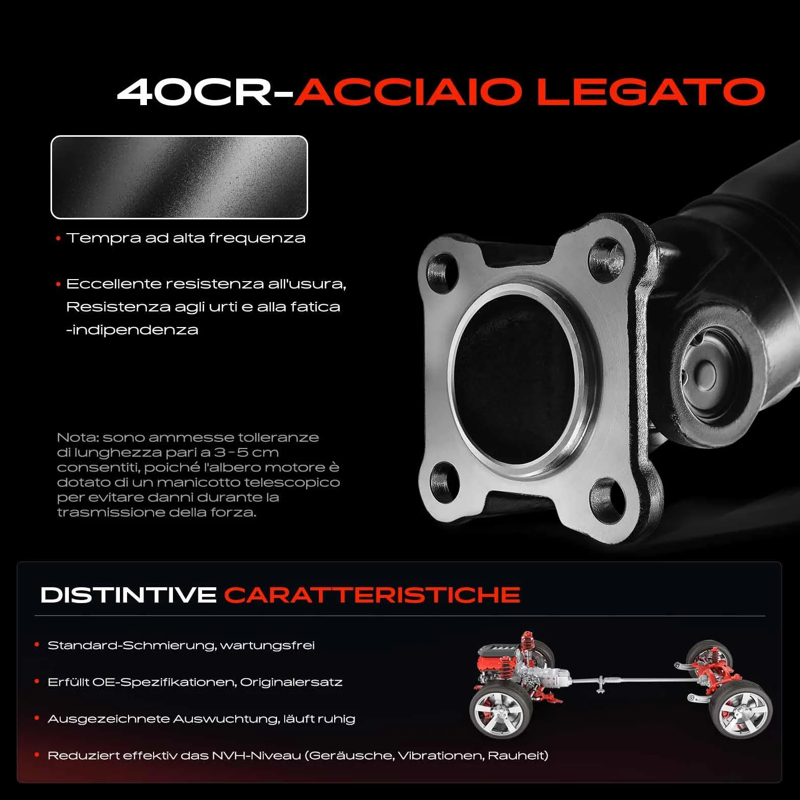 Frankberg Albero cardanico Albero Motore Anteriore Compatibile con Classe M W163 ML 55 AM.G ML 270 CDi ML 400 CDi ML 430 ML 500 1998-2005 Replace# 936-324,65-7002