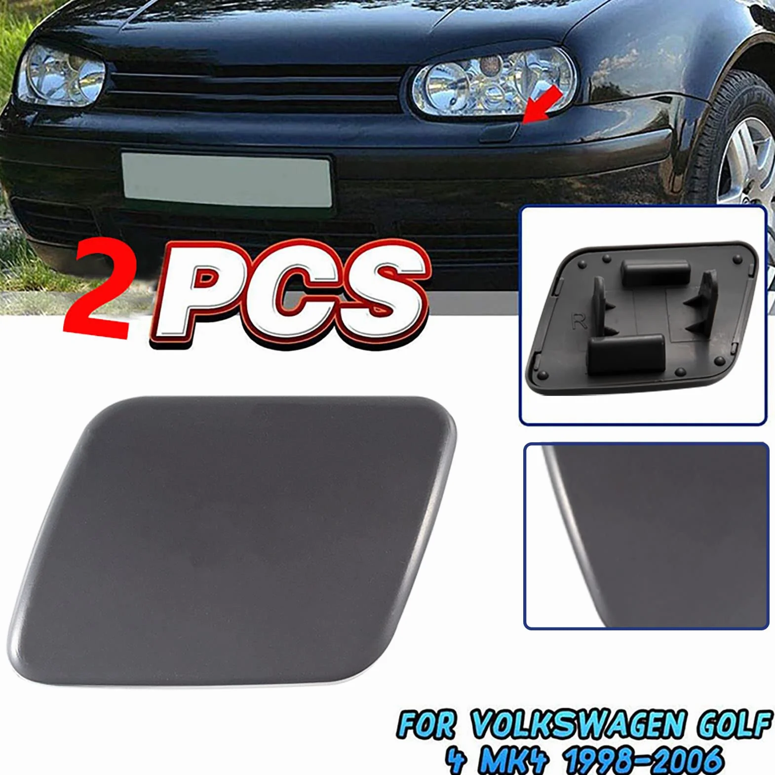 Bouchons de buse de pulvérisation pour phare avant gauche et droit -1 paire - pour GOLF IV 4 MK4 1998-2006 1J0955110A 1J0955109A Tappo per ugello lavafari