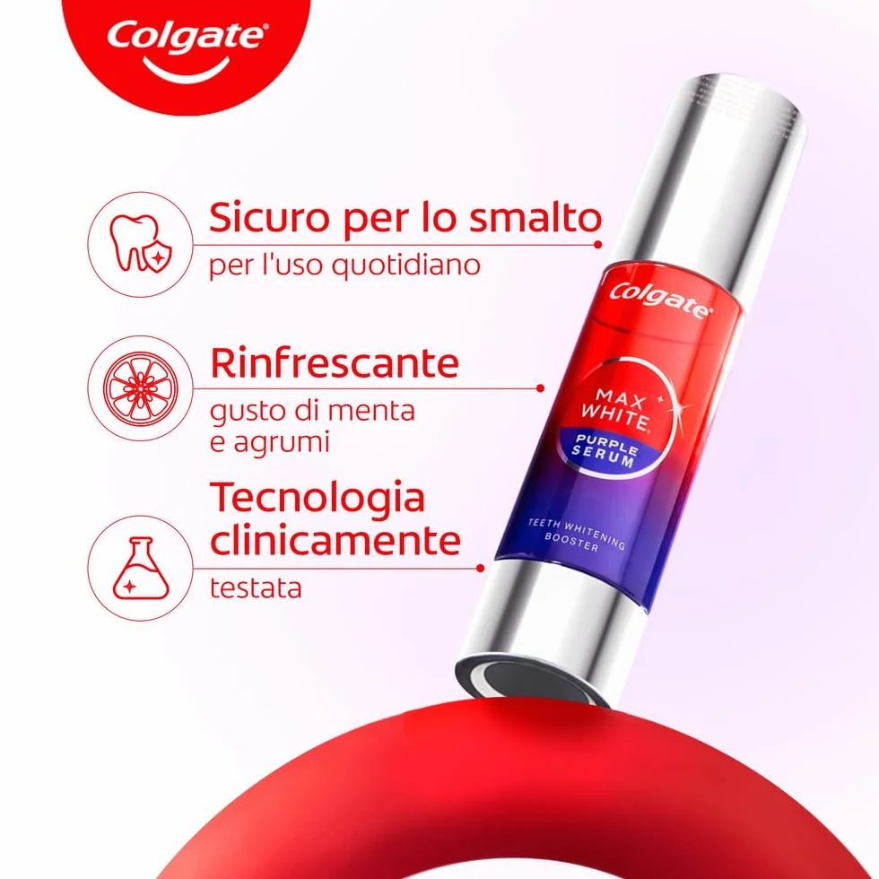 Colgate Max White Purple Serum 40ml Booster Sbiancante Denti Istantaneo