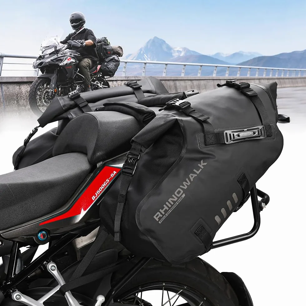 Rhinowalk Moto Borsa Portabagagli Impermeabile 28L Anti-Vibrazioni Borse laterali per Moto Avventura Sport