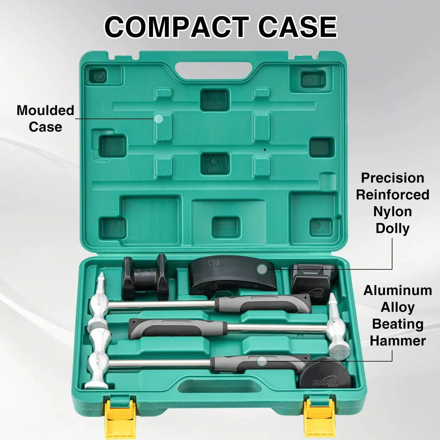 KATSU Tools Set di 7 attrezzi professionali per riparazione ammaccature, in lega di alluminio, carrelli in nylon, leggeri, per la rimozione di ammaccature e carrozzeria, 454232