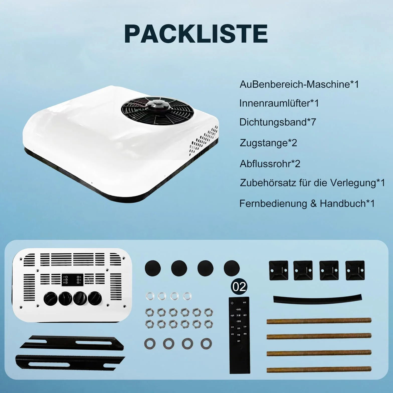 Climatizzatore per camper tetto ultra sottile misura universale 12 V bianco