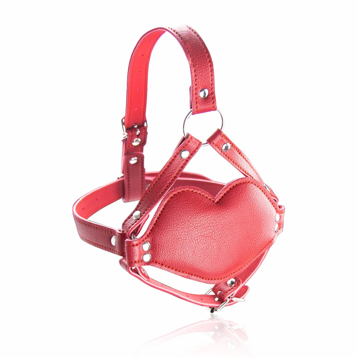 Cuoio Bondage Silicone Dildo Bocca Gag Testa Regolabile BDSM Fetish per Coppia (Rosso)