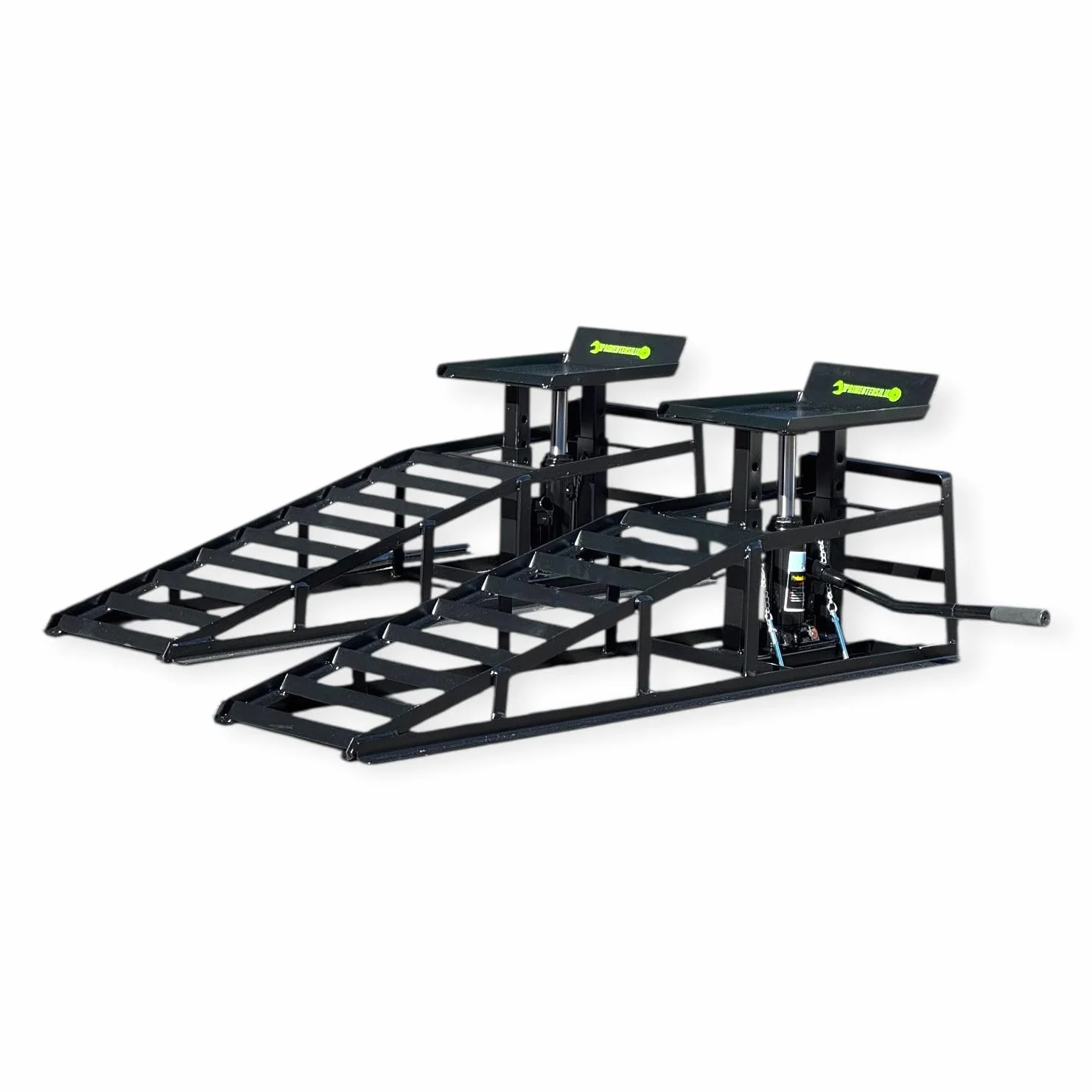 Rampe Sollevamento Auto con Martinetto Idraulico 2T, Set da 2T (Nero, 115.0 X 32.5 X 27.0 Centimetri)