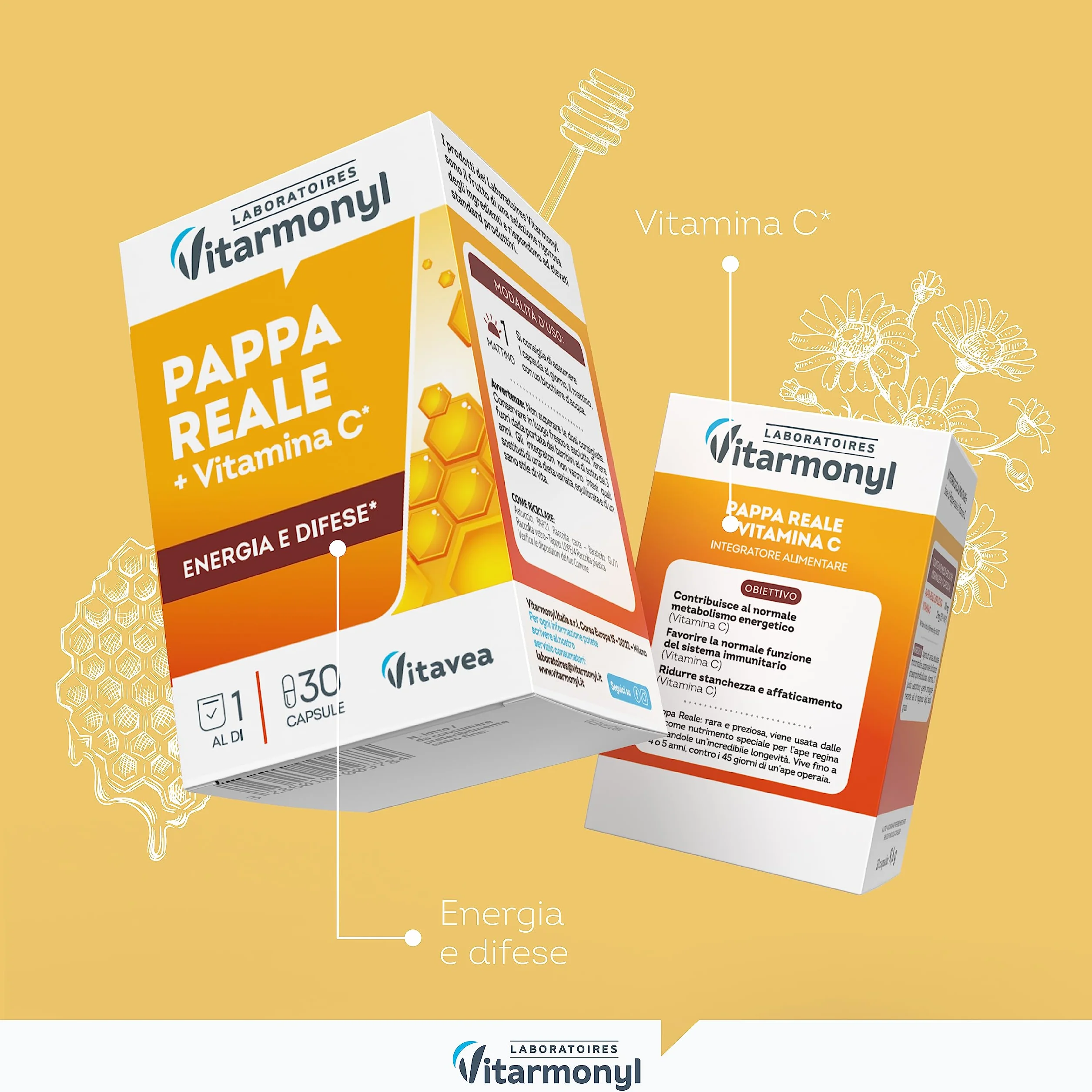 Nectar Royal Pappa reale Vitamina C Integratore alimentare sistema immunitario 30 capsule Vitarmonyl