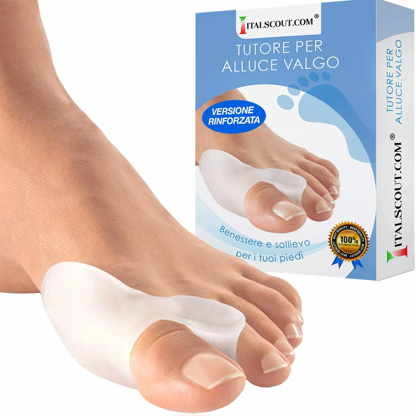 Tutore Alluce Valgo in Silicone per Uomo e Donna, Correttore e Separatore Dita, 2 Pezzi
