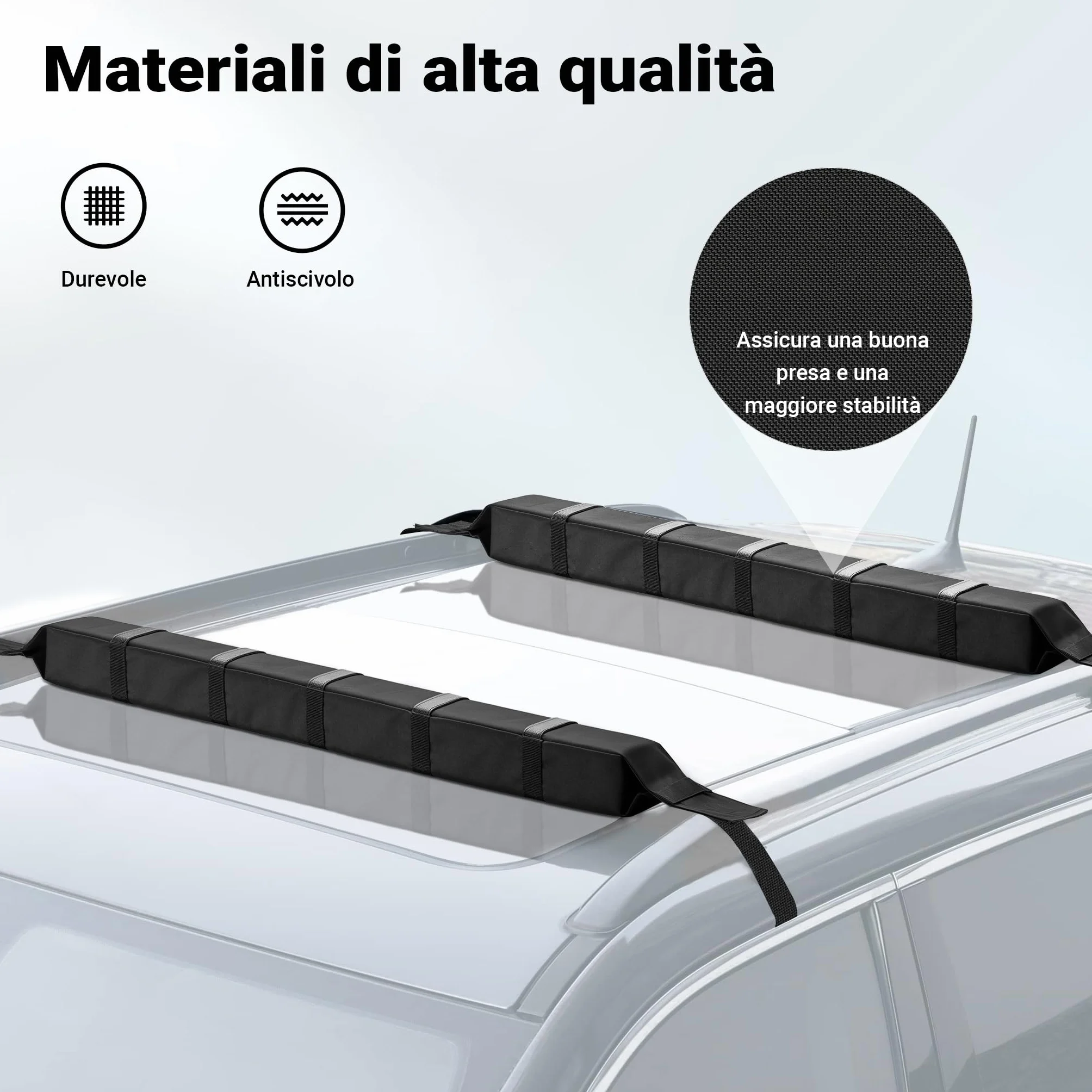 Wiltec portatutto per Auto, Barre morbide Portapacchi universali, per Surf, Kayak, Sci
