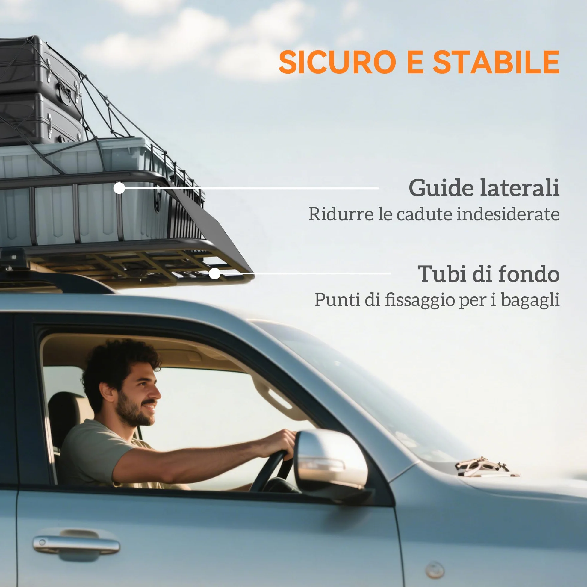 HOMCOM Portapacchi Auto Tetto da 90.7 kg, Cestello Portapacchi Auto Universale con Deflettori, Barre Laterali, Portabagagli in Acciaio, per SUV, Pickup, Fuoristrada, Berline, 110.5x99.5x18.5 cm, Nero