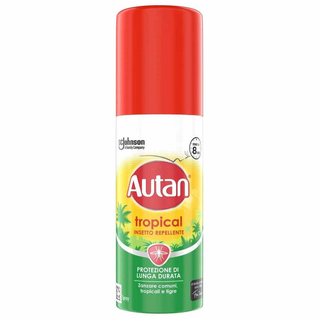 Autan Tropical Mini Spray Antizanzare Forte, Repellente Zanzare, 8h Protezione, 6x50 ml