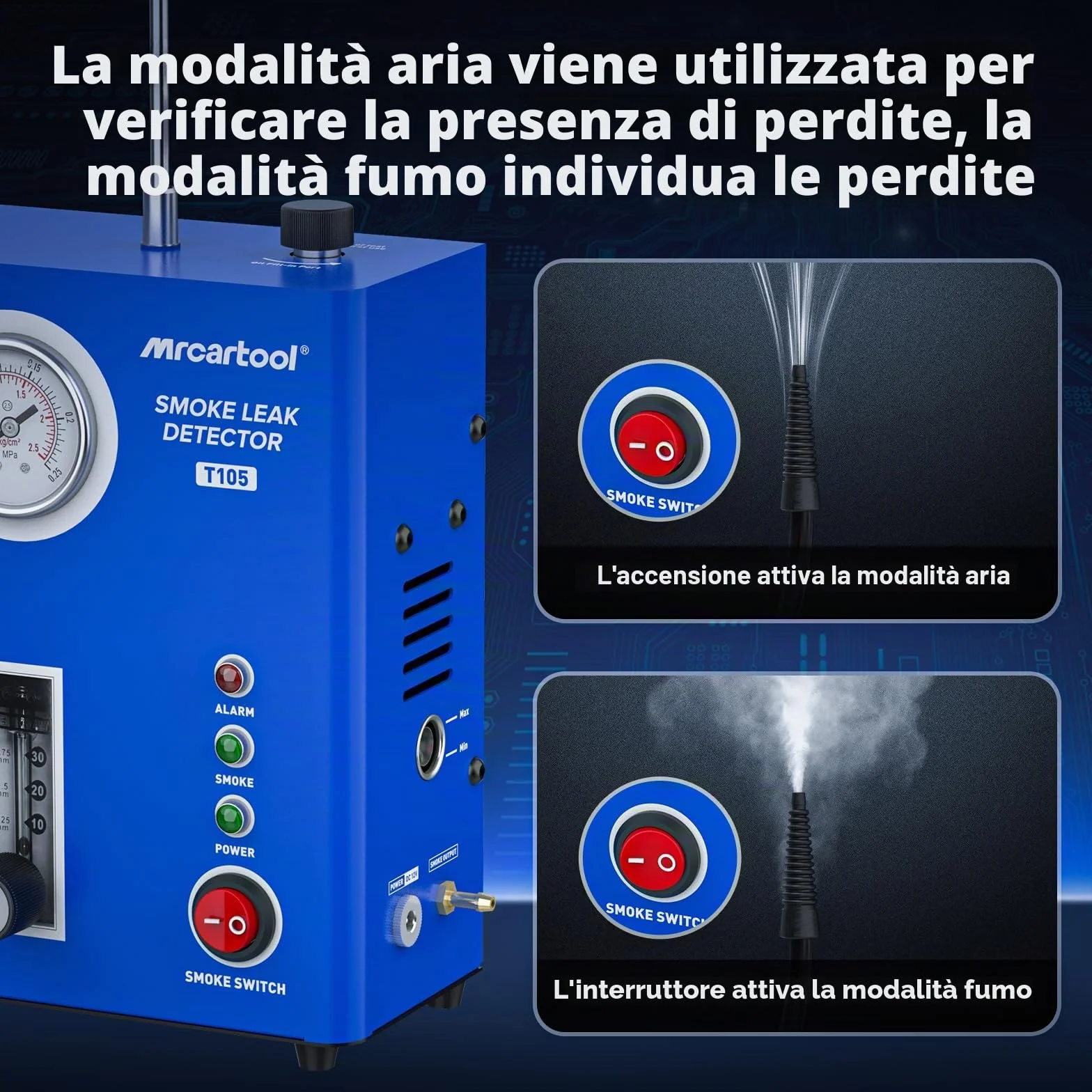 PLAYOCCAR Macchina a Fumo Dettaglio Filtri Auto EVAP 12V con Pompa Aria Integrata e Manometro