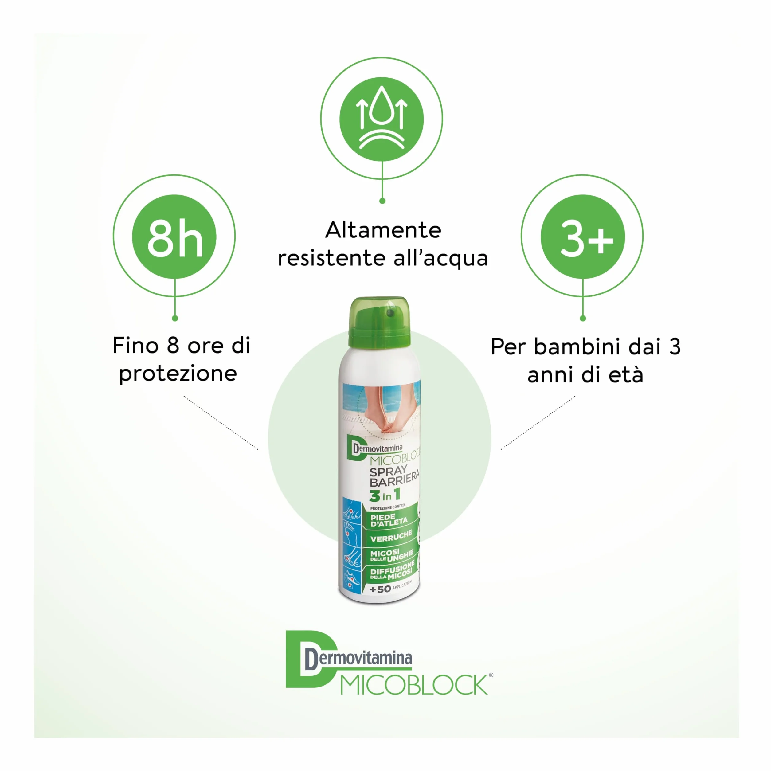 Dermovitamina Micoblock Spray Barriera 3in1 100 ml Antimicotico Onicomicosi Unghie Piedi