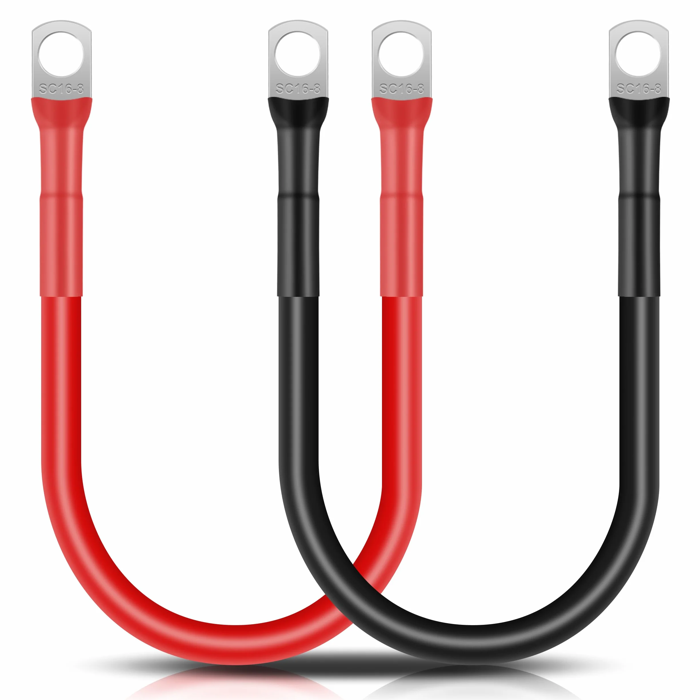 Cavi Batteria Auto 14mm² 30cm Cavi Inverter Batteria 12V 6AWG Cavo Batteria con Capicorda ad Occhielli M8 per Camion Moto Marina Solare Rosso e Nero 2 Pezzi