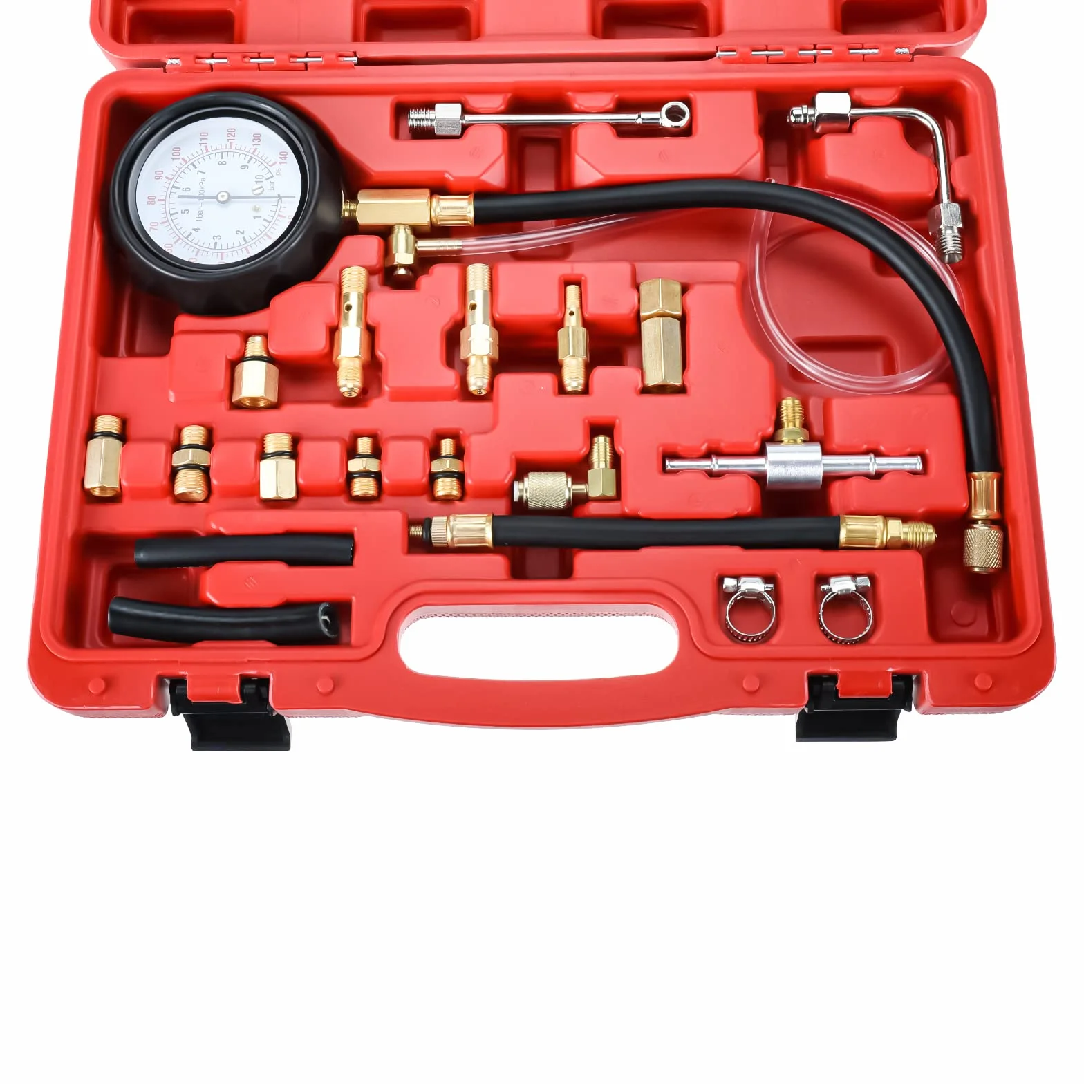 FreeTec – Set per testare la Pressione della Benzina dell’Auto, manometro per Carburante 0 – 140 PSI.