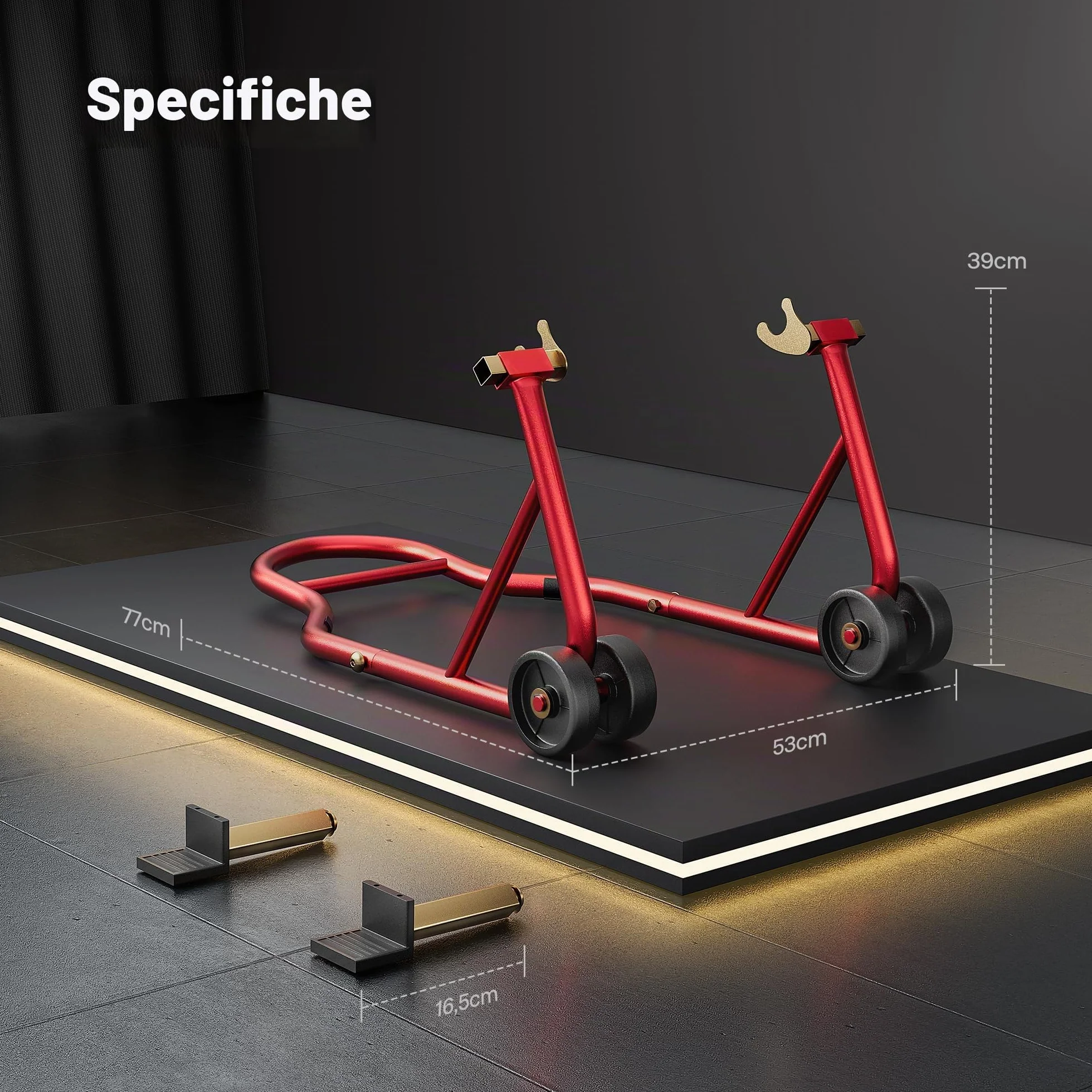 SPECSTAR Cavalletto Moto 200KG Sollevatore Ruota Posteriore Regolabile U+L