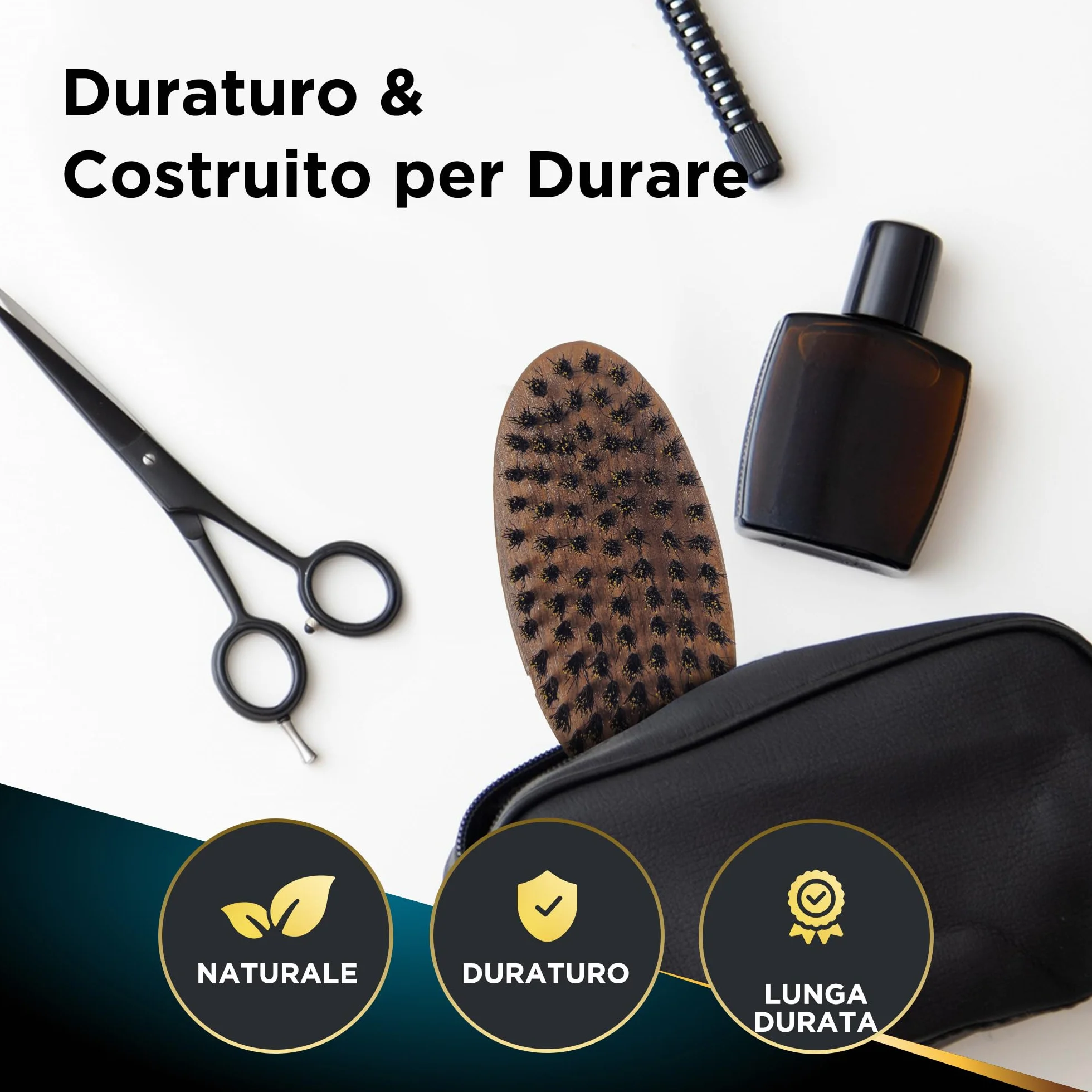 Sakkal Spazzola per barba in setole di cinghiale lisciante antistatica