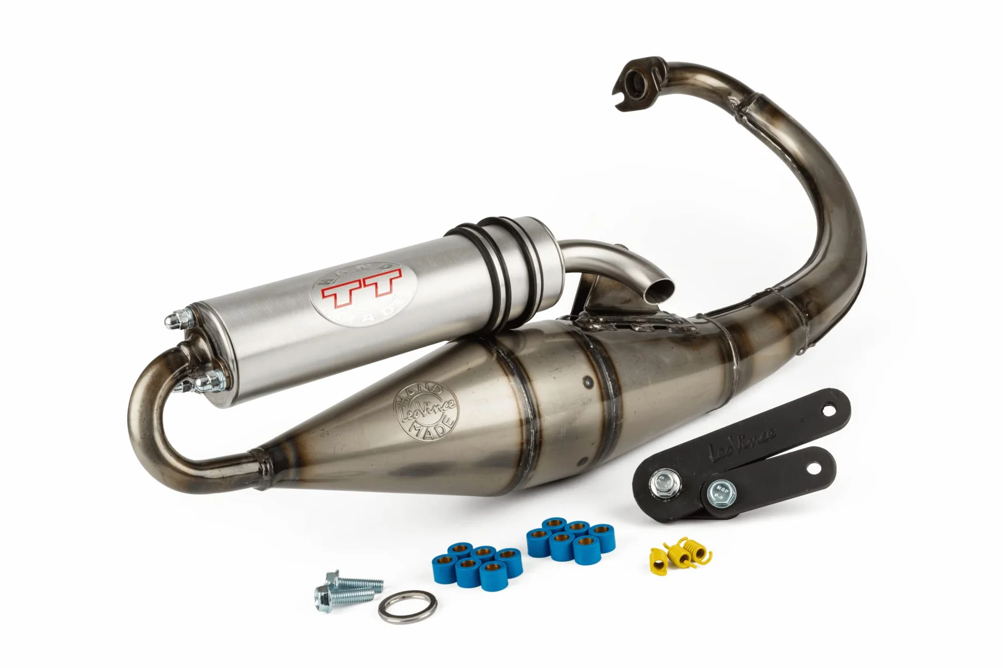 Impianto di scarico LeoVince Handmade TT per MBK Booster 50 (tutti i modelli) / Spirit (tutti i modelli) / Rocket/Slider/Yamaha BWs, con marchio di omologazione E