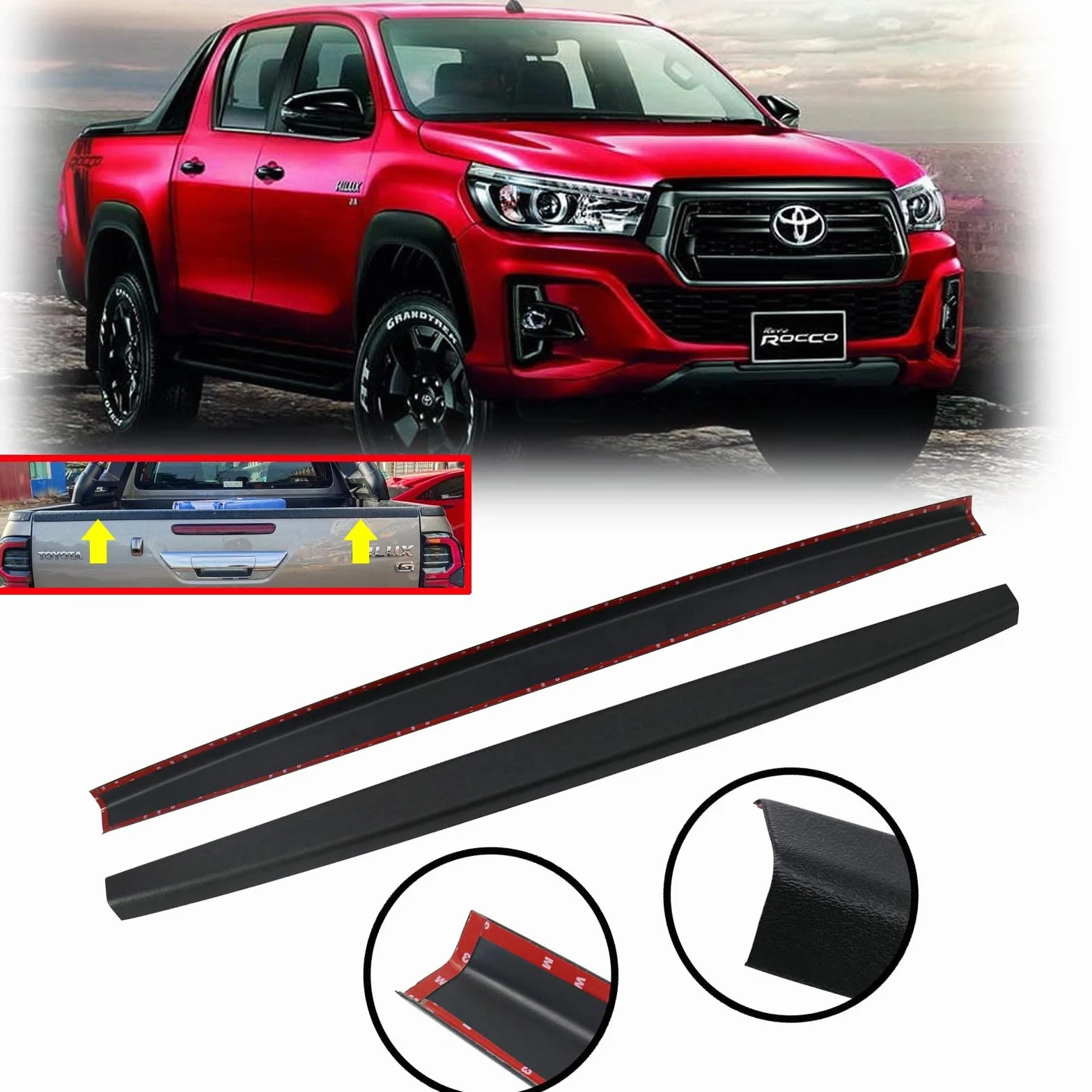 Protezione Bordo Portellone Toyota Hilux 2016-2020 2021-2026 Copertura Cassone LLDPE 3.5mm Anti-Urto Nero Opaco