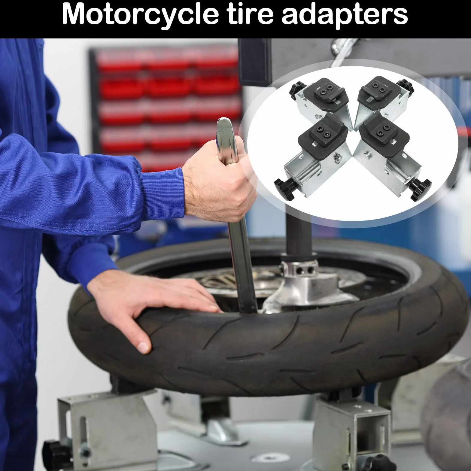 Adattatore Per Pneumatici Da Moto 4 Pezzi Smontagomme Artiglio A Ganascia Standard 49 mm Acciaio Nichelato