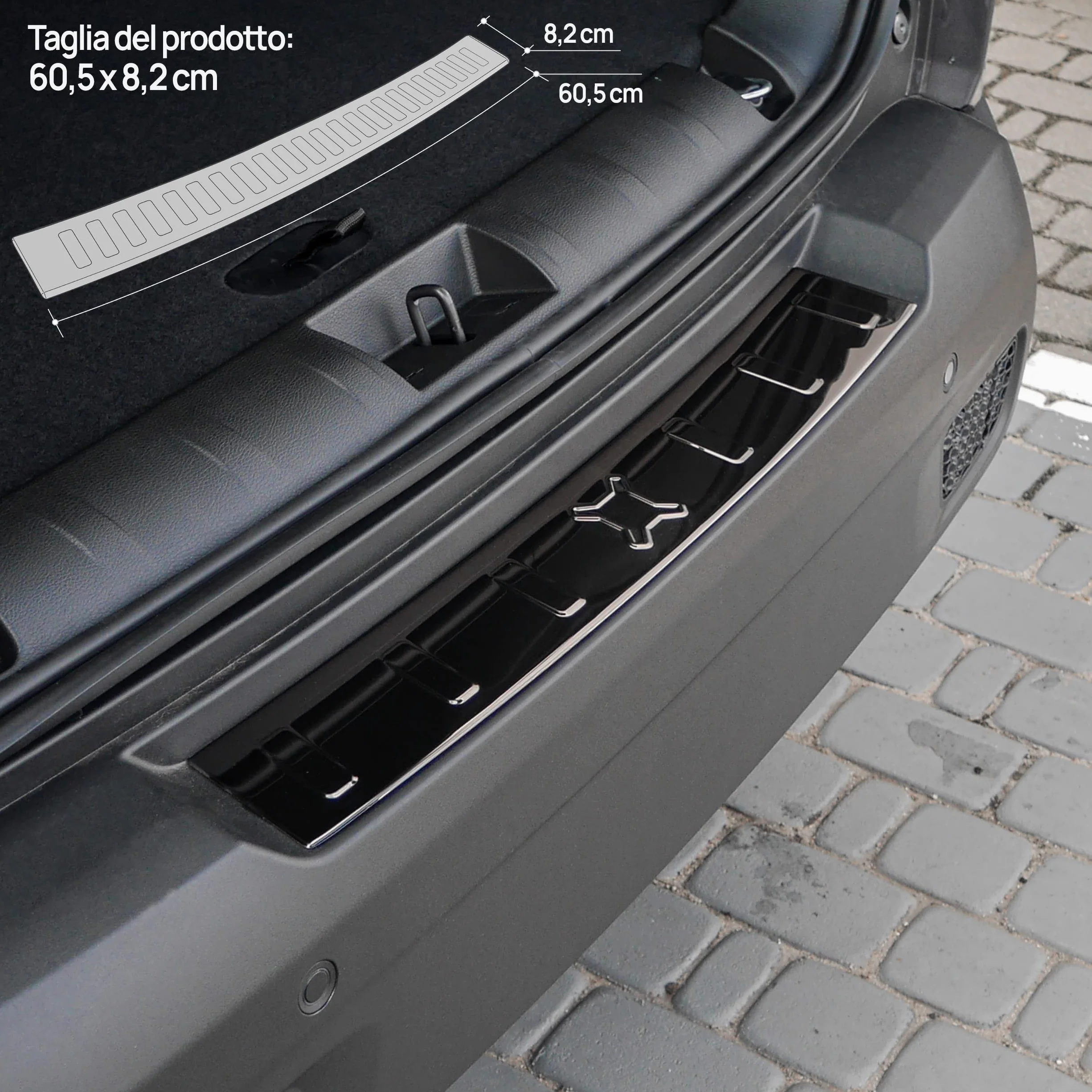 Chromemaster Protezione Posteriore Compatibile Jeep Renegade 2014- Acciaio INOX Lucido Grafite Lucida