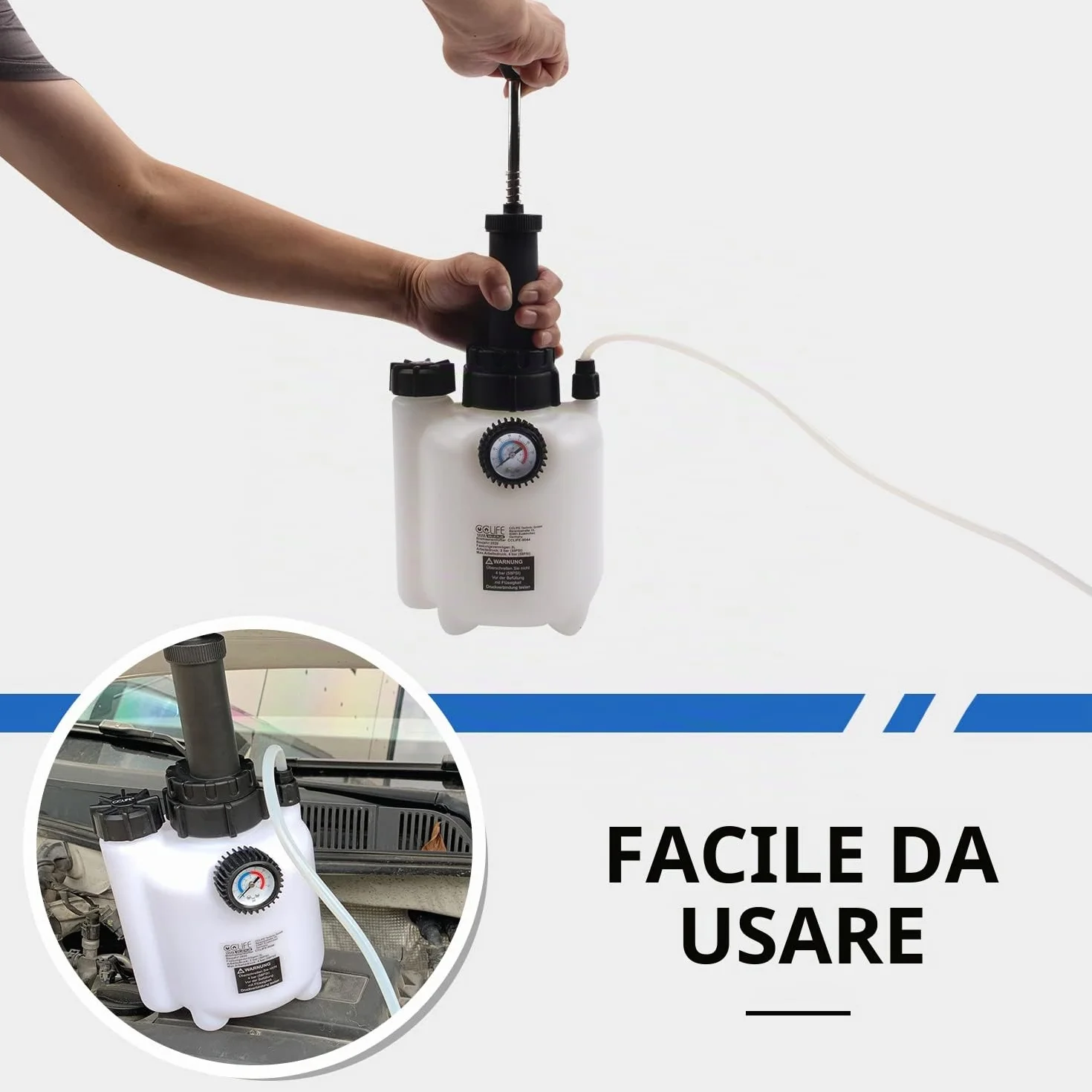CCLIFE Spurgo Freni Manuale 3L Kit Cambio Liquido Freni e Frizione con Adattatore Universale E20