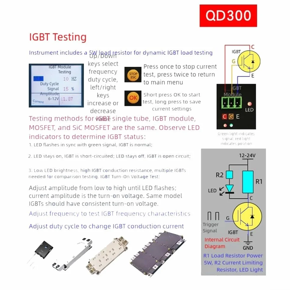 QD300 QDB-2A 3A IGBT Tester bobina di accensione, attuatore di prova guasto riparazione auto