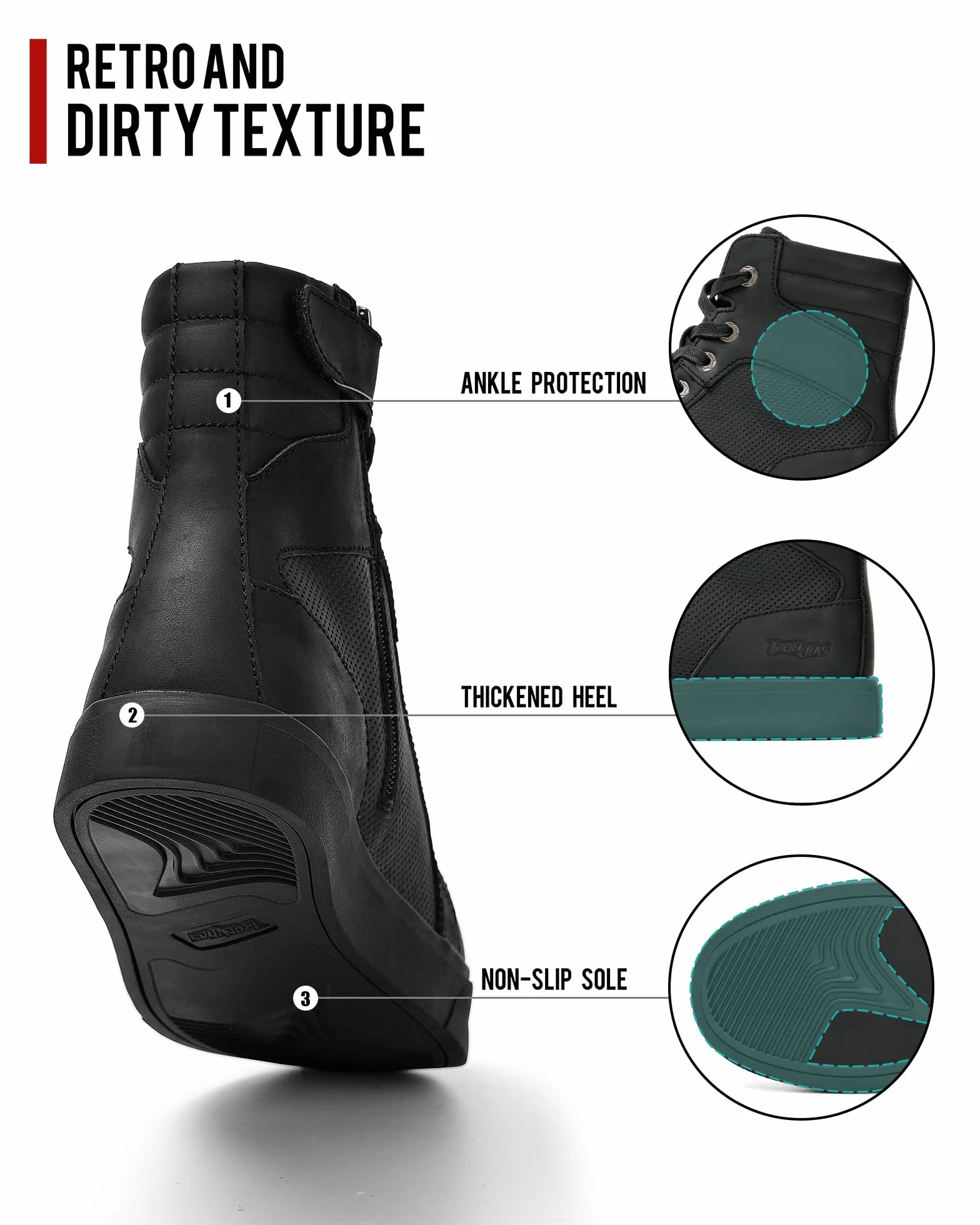 Scarpe da Moto in Pelle da Uomo, Stivali da Moto retrò, Scarpe da Ginnastica da Moto Traspiranti Casual, Cerniera del Cambio, Suola Antiscivolo Marrone 40-46