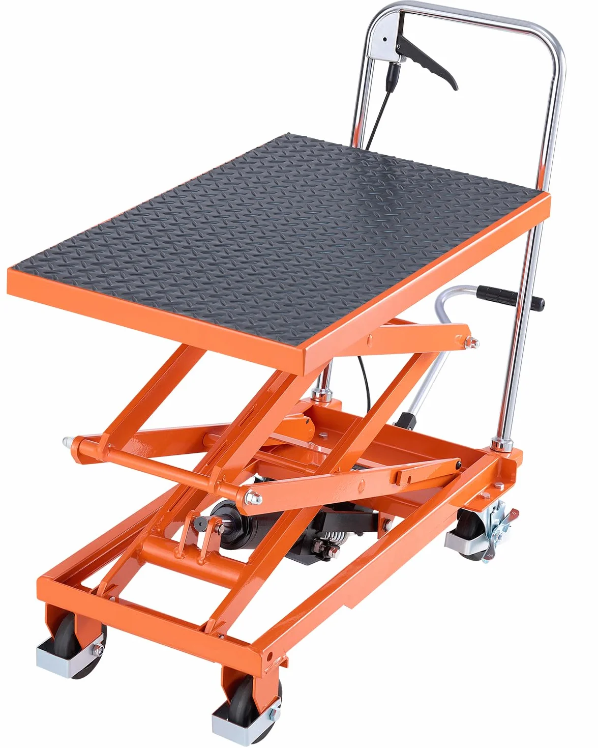 VEVOR Tavolo Elevatore Idraulico, Capacità 226,8 kg Carrello Elevatore a Doppia Forbice con 4 Ruote, Cuscinetto Antiscivolo, Altezza di Sollevamento 1200 mm per Movimentazione e Trasporto di Materiali
