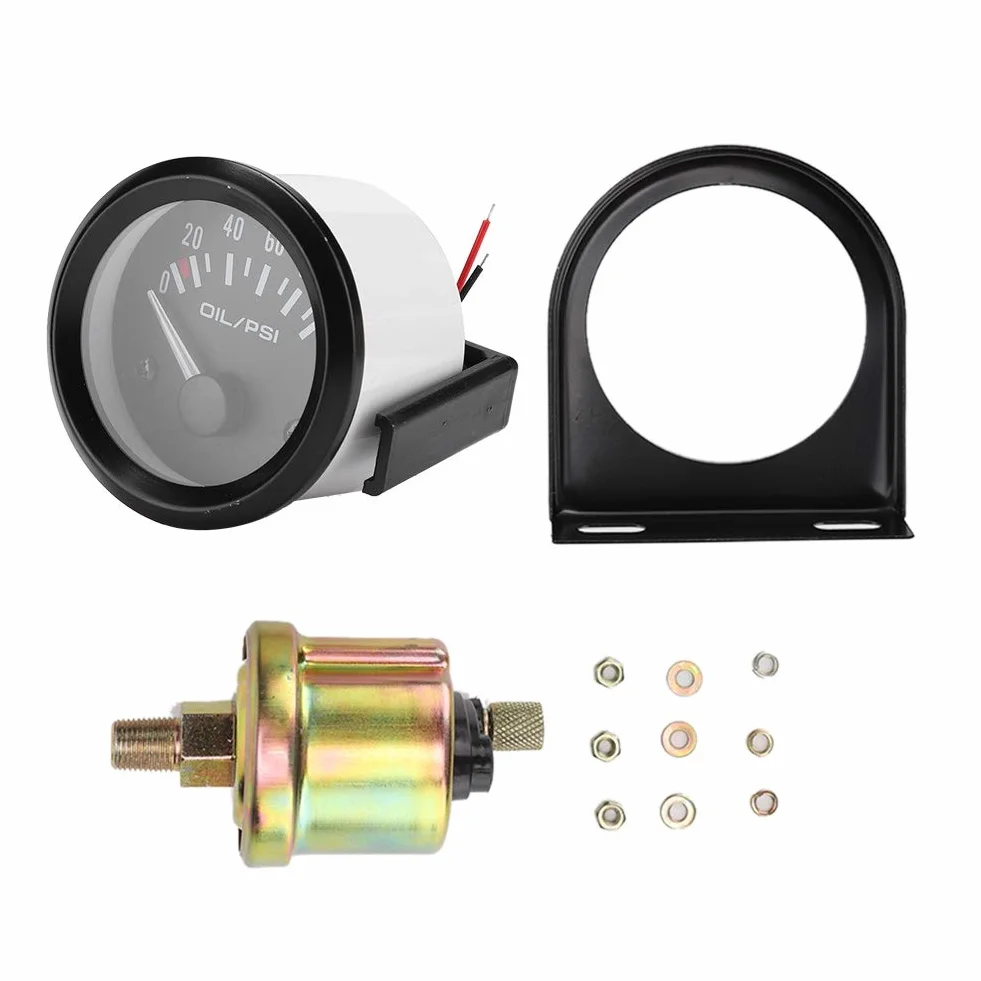 Manometro Pressione Olio Oil Pressure Gauge Manometro Pressione Olio Motore Manometro Pressione Olio Motore Indicatore Di Pressione Olio Auto, 52mm/2in 12v Indicatore Di Pressione Olio Elettromagn