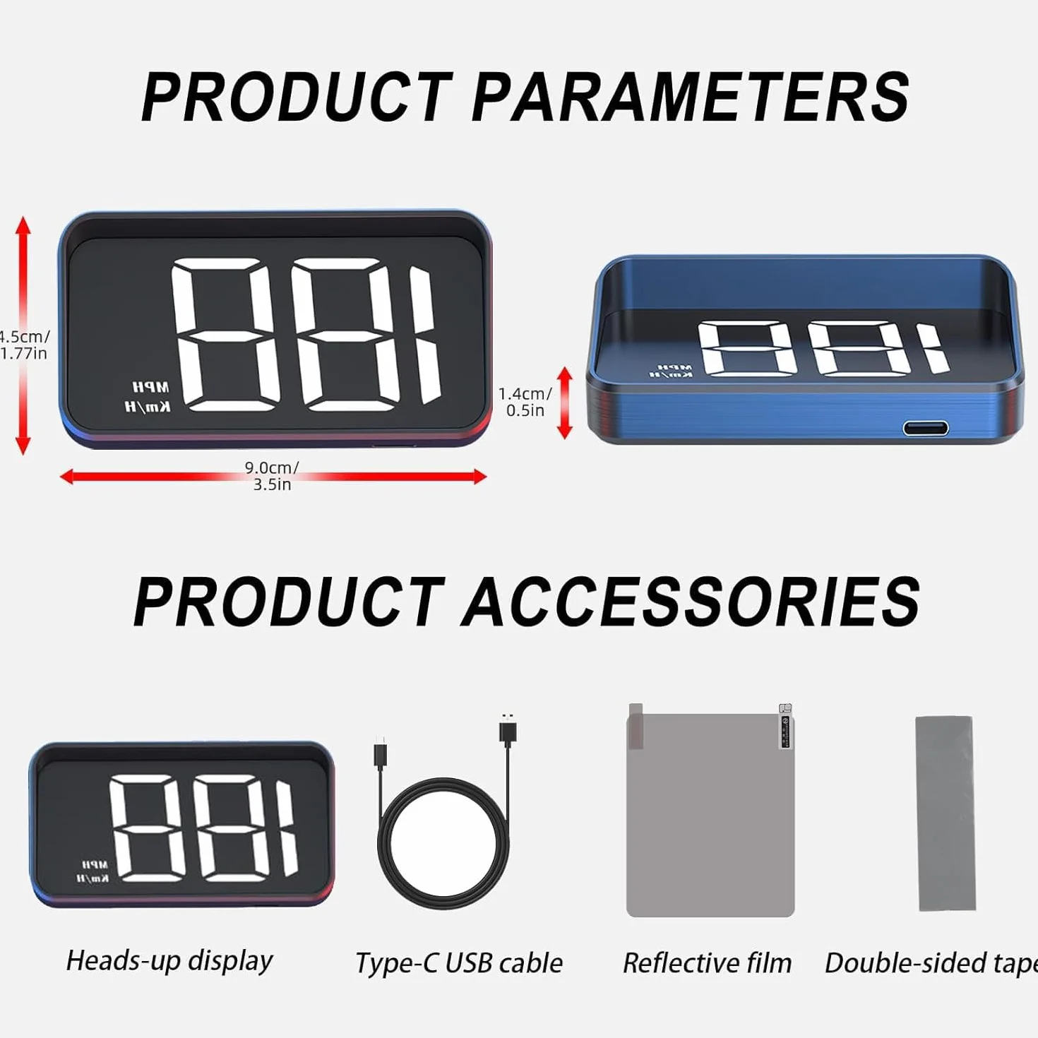 HUD Display velocità per Auto per Mini Cooper SE Convertible John Cooper Works Electric, Display Digitale velocità HUD Head-Up Display Tachimetro Digitale Head-Up Display,White