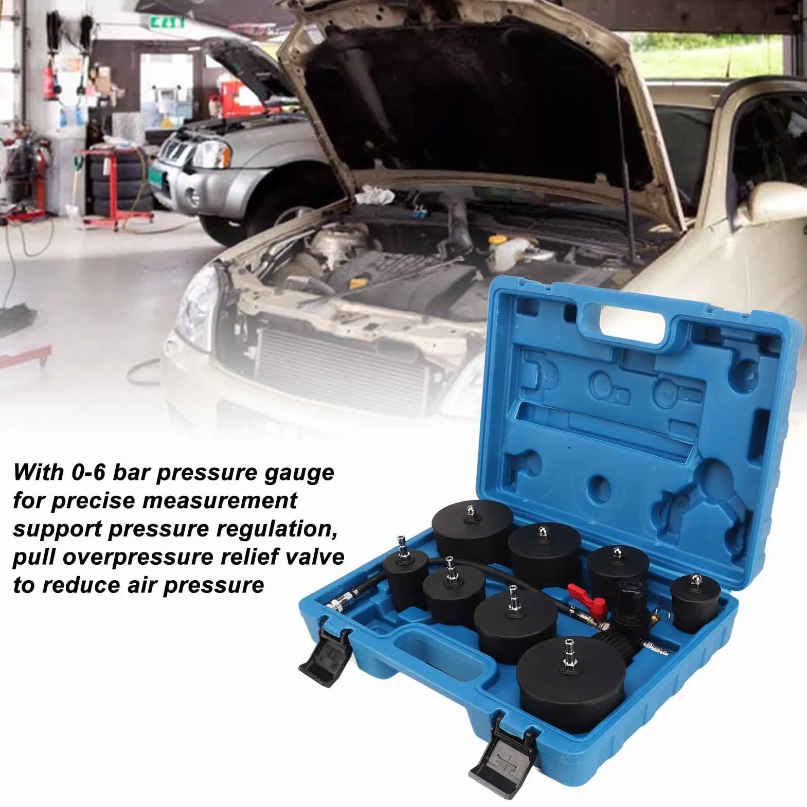 Kit Test Turbocompressore 9 Pezzi con Manometro per Rilevamento Perdite Aria Auto Veicoli Diagnosi Guasti Efficiente