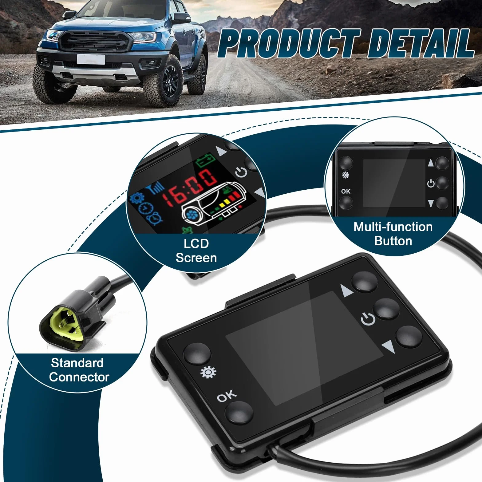 12 V Auto Riscaldatore LCD Interruttore di Controllo, con 4 Pulsanti di Controllo Remoto, Parcheggio Universale Riscaldatore per Auto Riscaldatore Dell'aria Diesel