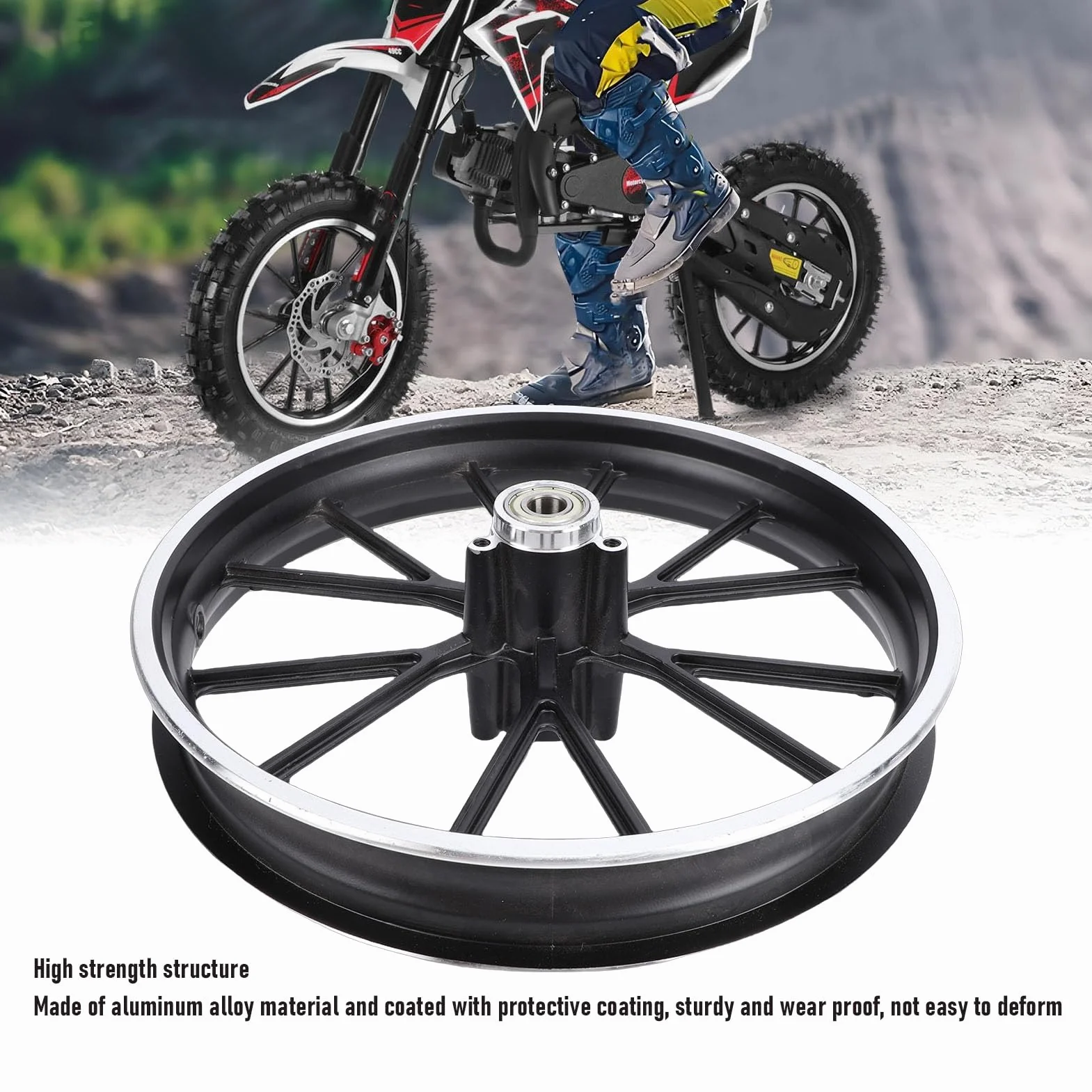 Cerchio in Lega di Alluminio 2.50-10 per Mini Bici Elettrica Pocket Bike Dirt Bike Ruota Posteriore 10 Pollici