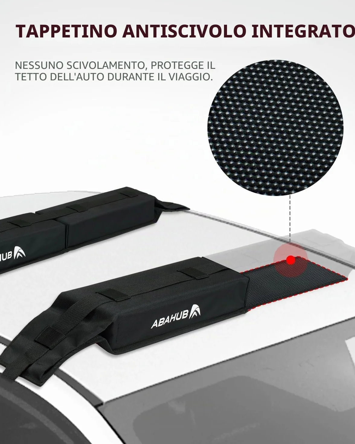 Abahub Soft Roof Rack Pads per tavola da surf, SUP, kayak, canoa, con 4 cinghie di ancoraggio, 2 corde di ancoraggio, 2 passanti per il cappuccio e custodia (da utilizzare senza traversa)