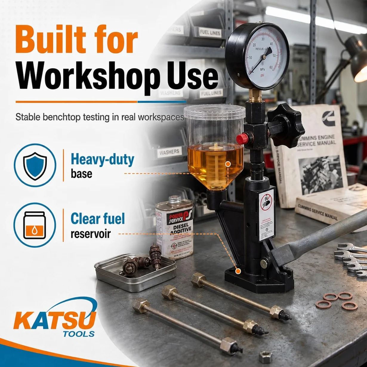 KATSU Tester Pressione per Ugelli Iniettori Motori Diesel da Macchina e Camion 600 Bar, 449949
