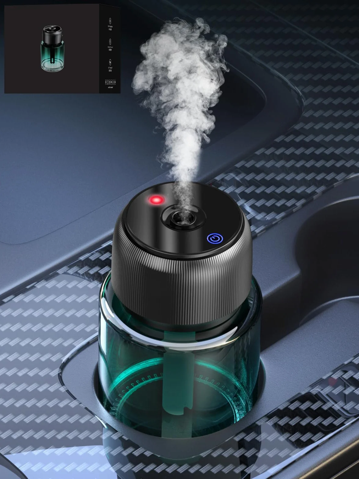 Diffusore Di Profumo Auto Profumatore E Deodorante 160ml BJ 047 Accensione Automatica Batteria Ricaricabile Luce Stellata 3 Modalità (Oceano)