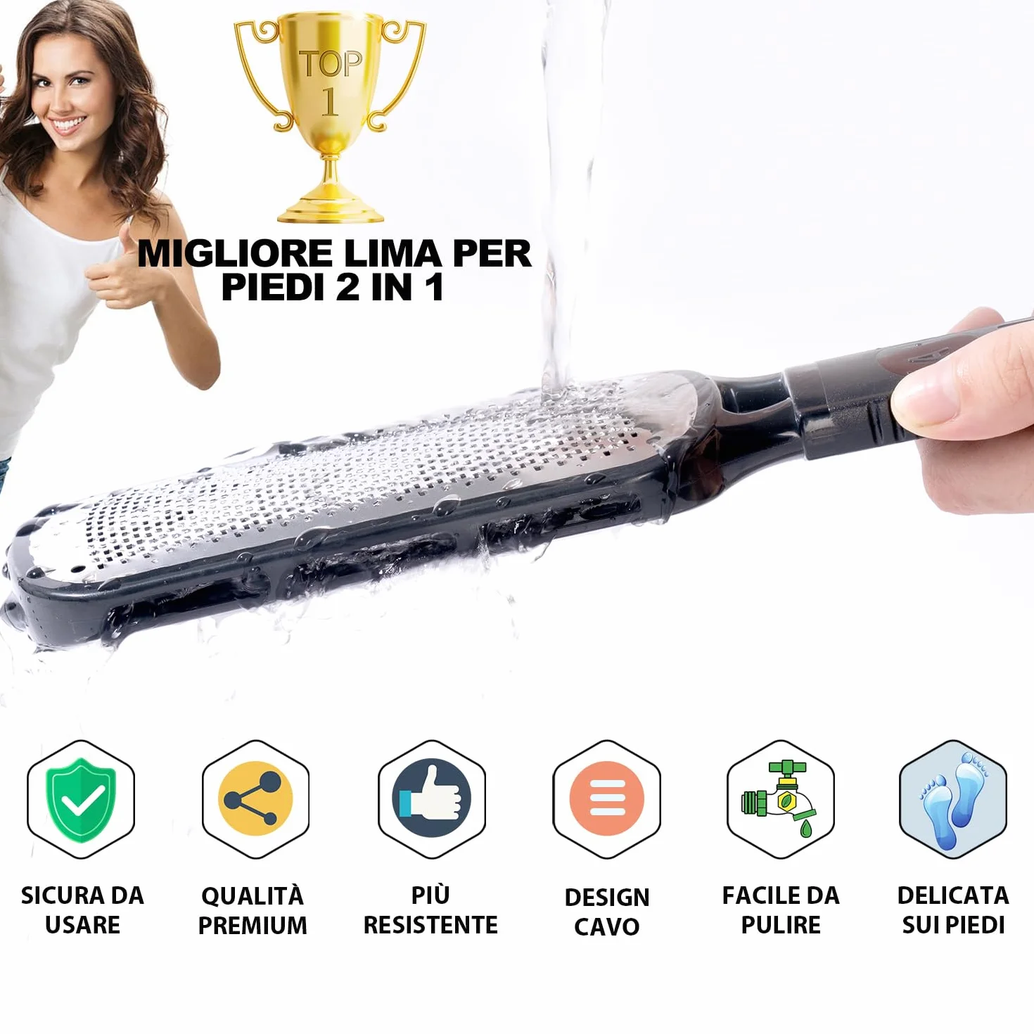 Antonki Raspa Piedi Professionale Calli Remover Pedicure Lima per Piedi e Talloni Pietra Pomice Acciaio Inox