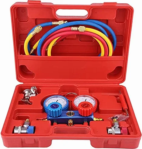 KATSU Tools R134a Set manometro collettore A/C condizionatore d'aria con tubo ricarica 5 piedi