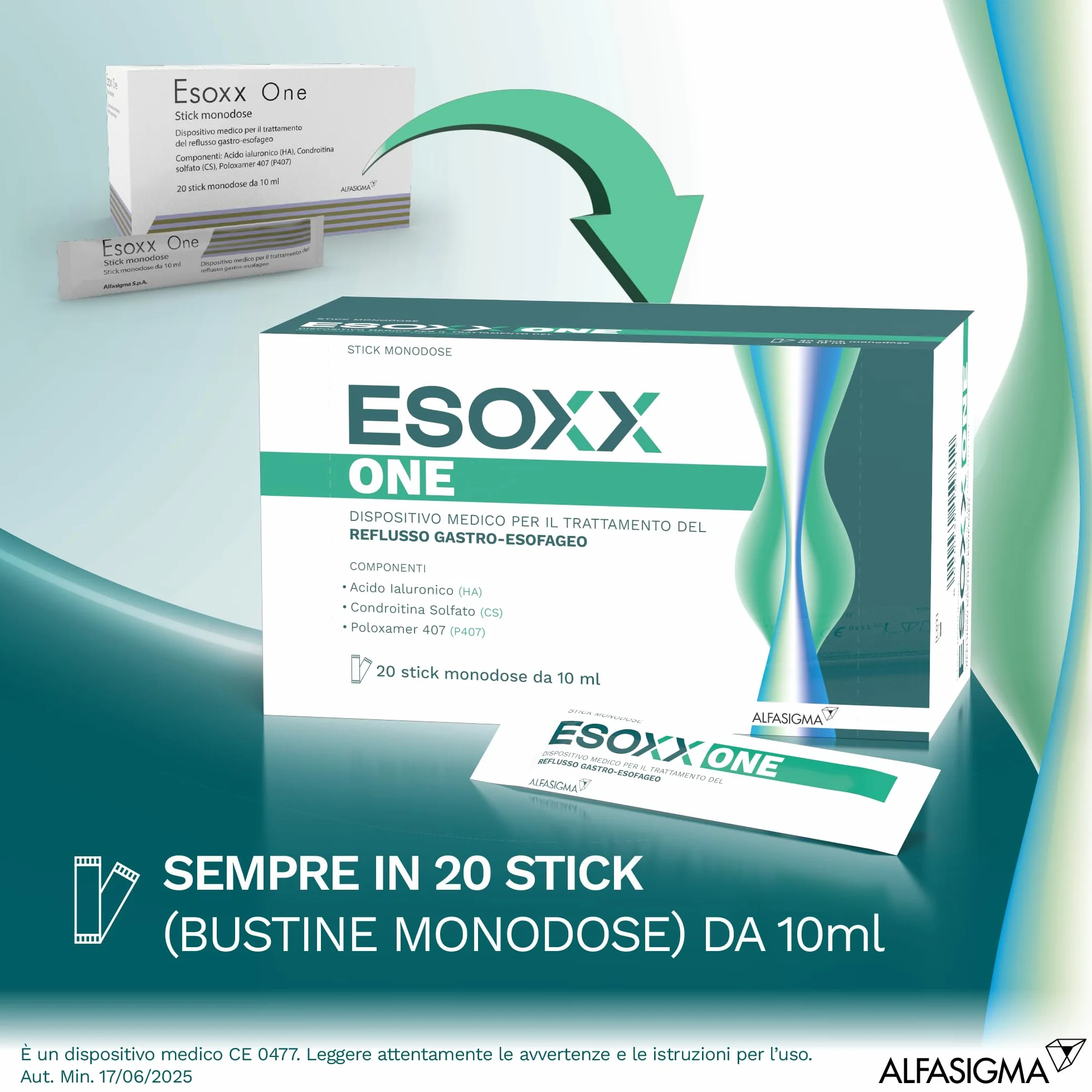 Esoxx One Dispositivo Medico Reflusso Gastro-Esofageo 20 Bustine Orosolubili
