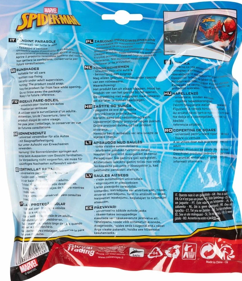 Coppia tendine parasole laterali auto Spider-Man – Protezione solare con grafica ufficiale Marvel Uomo Ragno | Accessorio per bambini