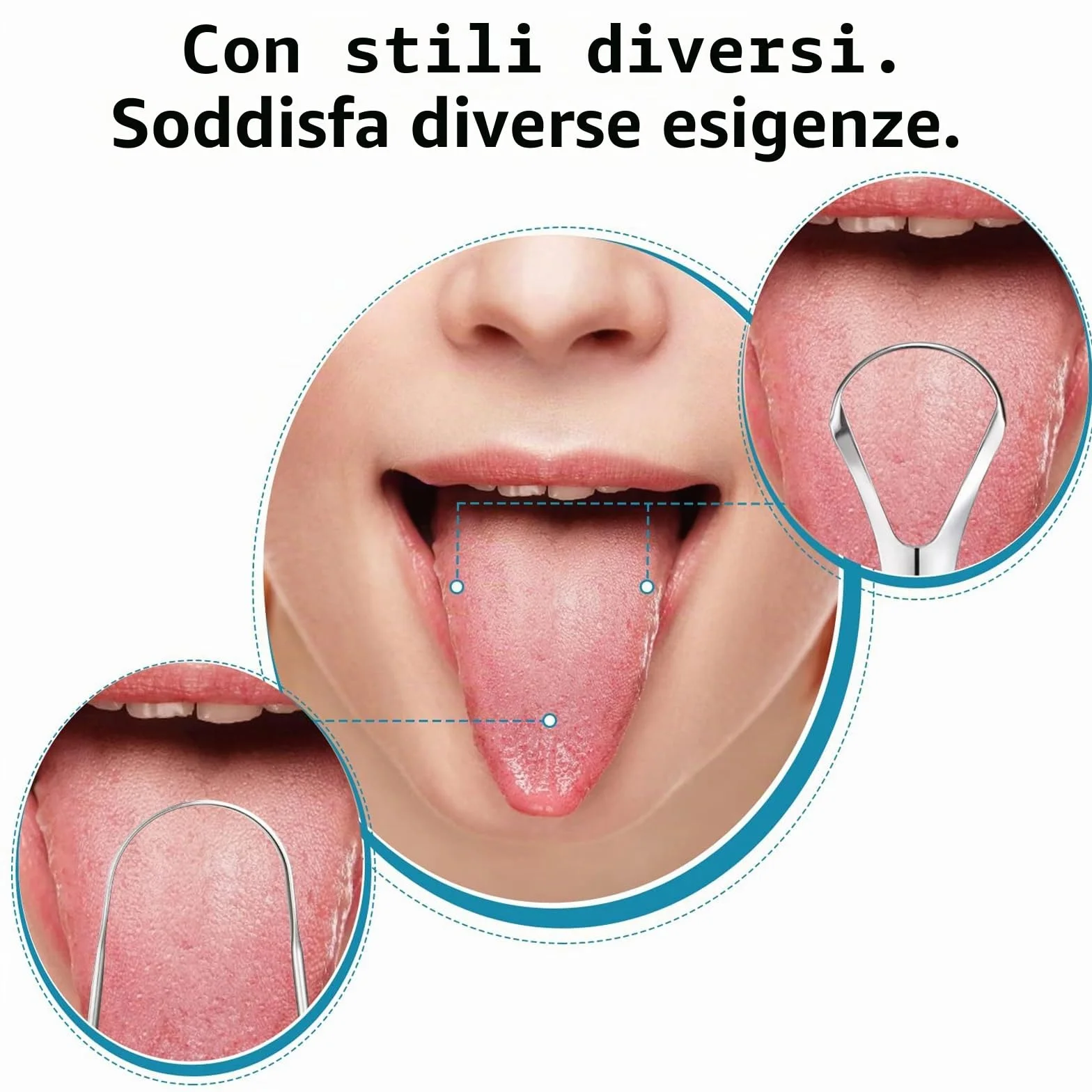 Raschietto Lingua Acciaio Inox Medico 3 Pezzi Custodia Igienica Elimina Alito Cattivo