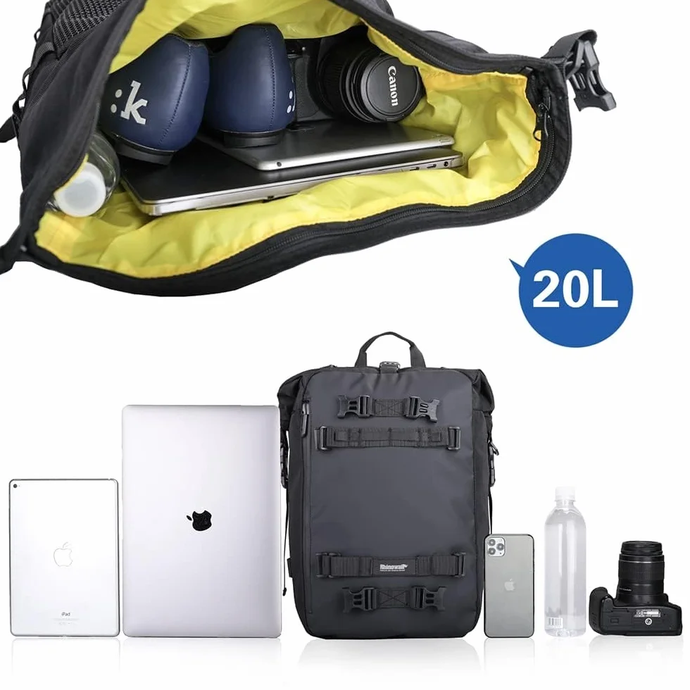 Rhinowalk Borsa laterale moto 20 l impermeabile nero