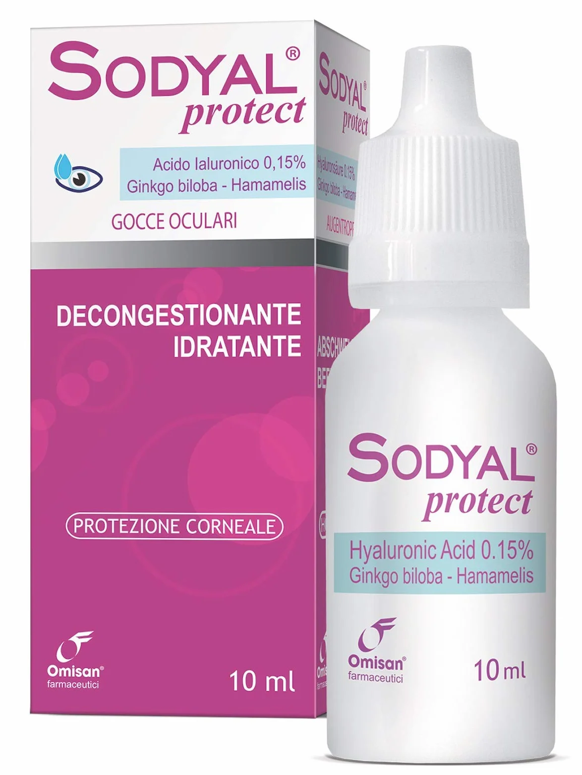 Sodyal Protect Decongestionante e Lubrificante Gocce Oculari Acido Ialuronico Ginkgo Biloba Hamamelis 10 ml