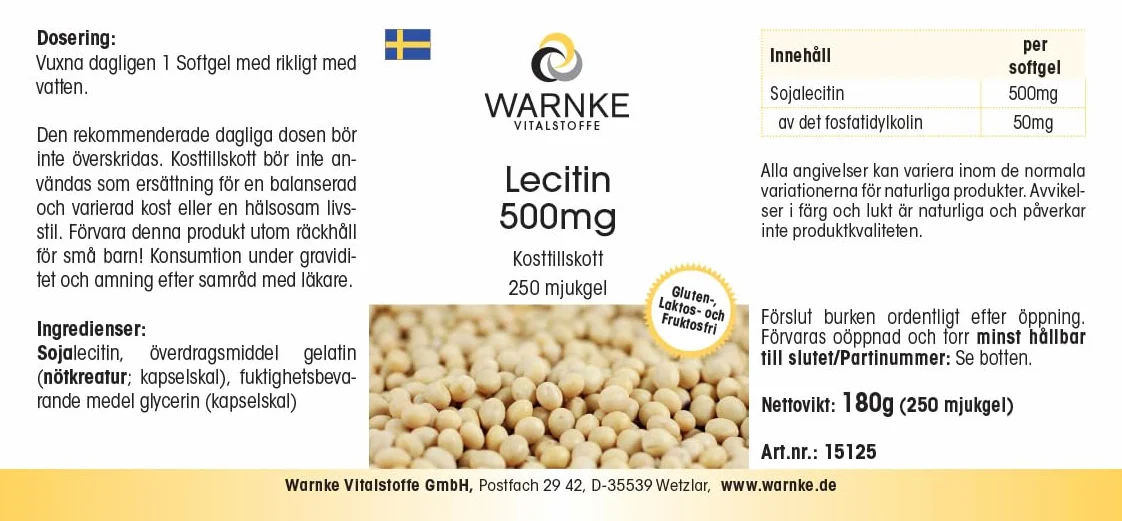 Lecitina 500mg 250 Softgel Warnke Vitalstoffe