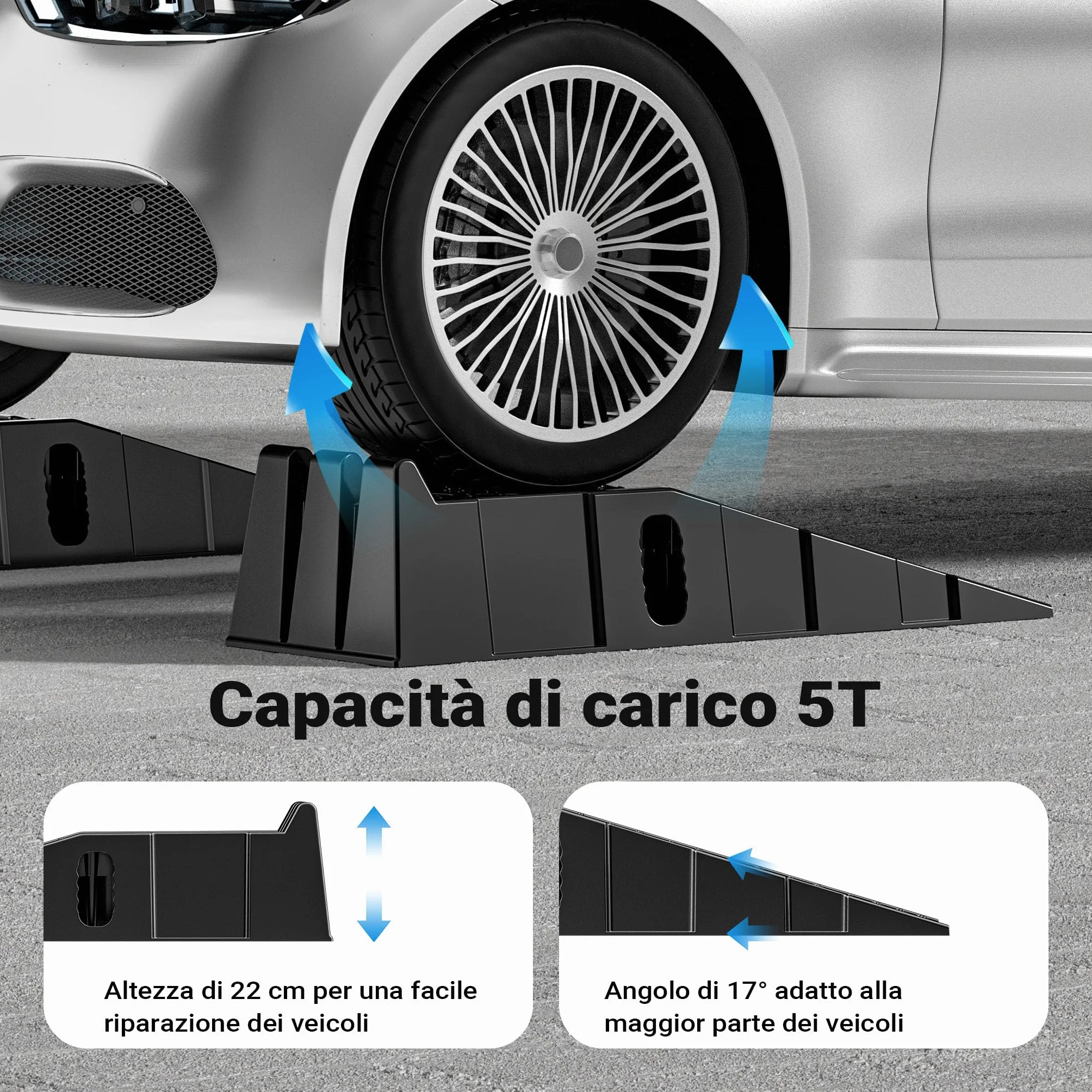XPOtool Cunei livellatori auto veicoli 2 pz. max 5 t Rampa di livellamento in plastica