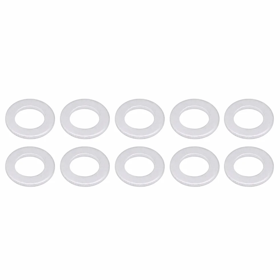 Aramox Guarnizioni tappo di scarico olio, auto 14mm 10 pezzi Tappo di scarico olio Crush Rondella di compressione Rondelle pilota Guarnizioni 94109-14000 Alluminio argento