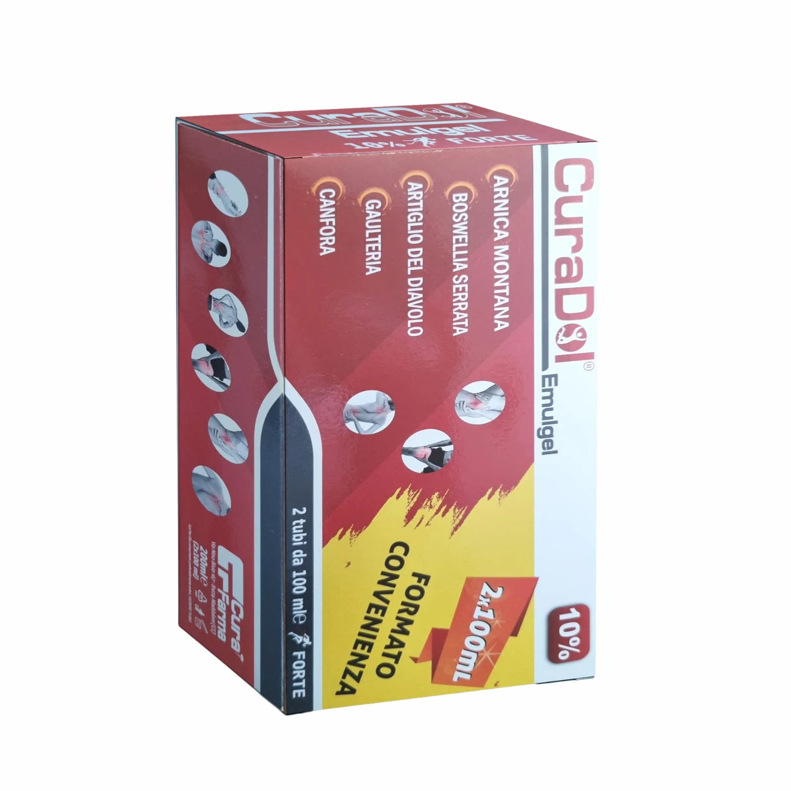 CURA FARMA CuraDol Emulgel Arnica Pomata Antinfiammatoria Forte Dolori Articolari Muscolari Crema Antidolorifica Artiglio del Diavolo Gel Gambe Gonfie 2x100ml