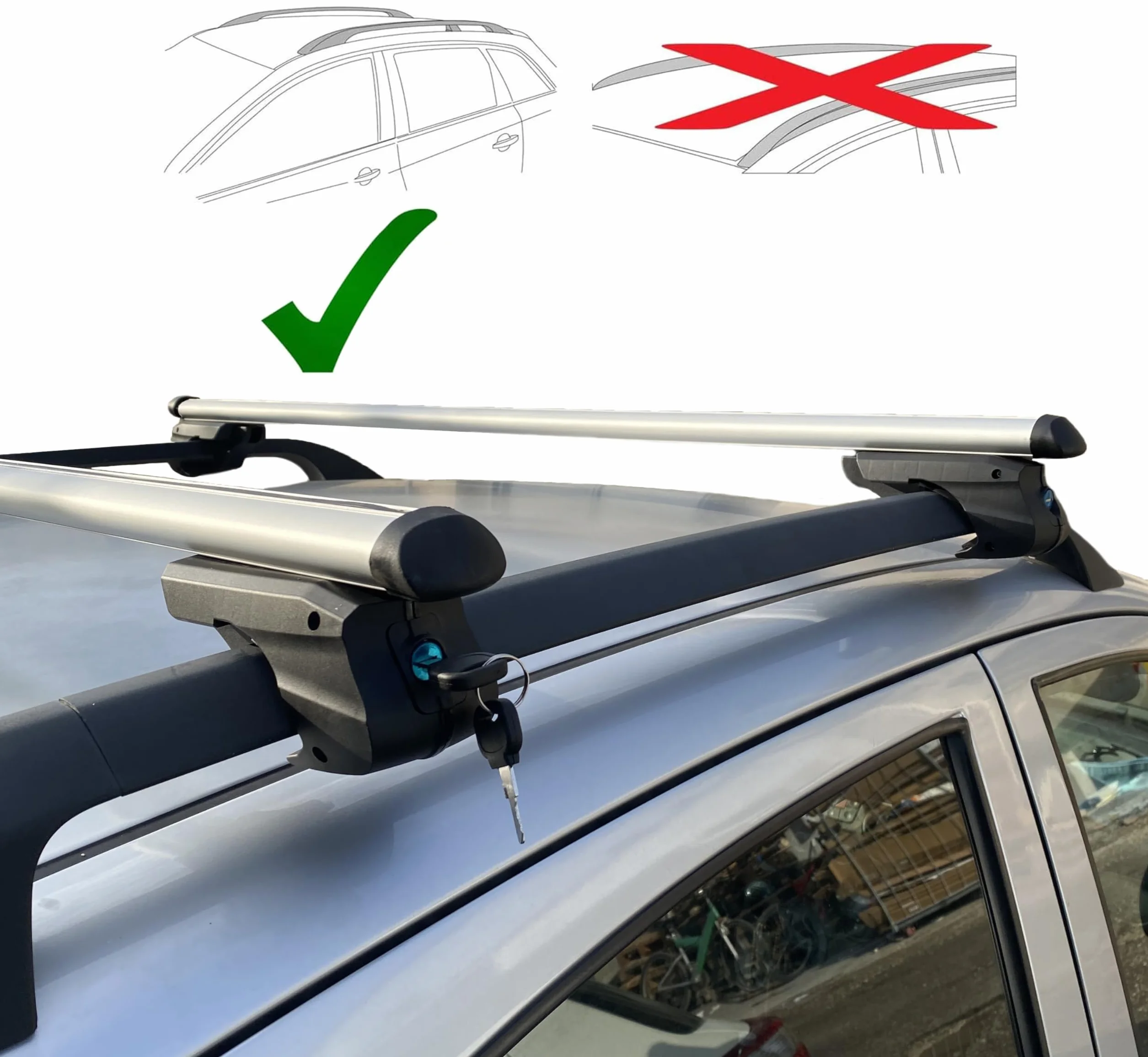 BARRE PORTAPACCHI PORTATUTTO UNIVERSALI AUTO CON SERRATURA ANTIFURTO 135CM O 120CM