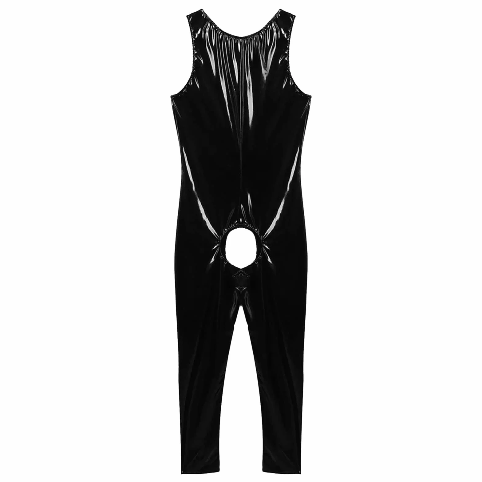Mężczyzna Lattice Catsuit Tuta z Lateksu Slim Fit Błyszczący Lakkierowany Skórzany Strój na Imprezę Clubwear